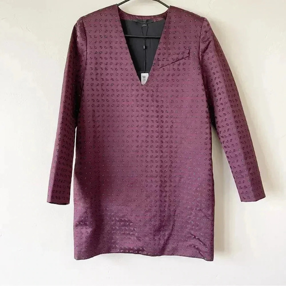 Alexander Wang Micro Paisley Tunic Silk-Blend Mini Dress Stardust 4 NWT - Picture 2 of 7